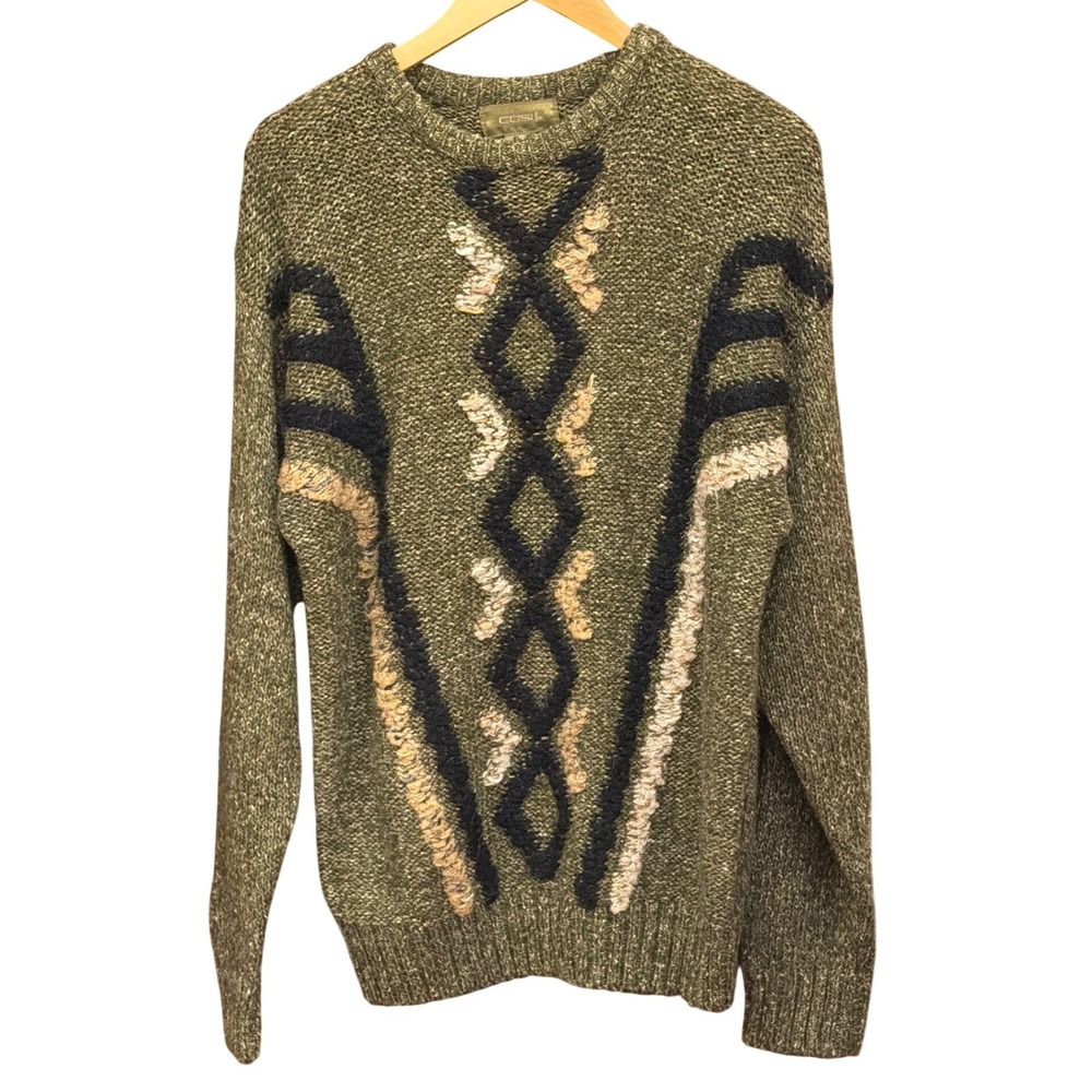 Vintage 90's Cosi Knit Sweater Grandpacore Earthy Geometric Fall Winter